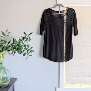 ⭐Pinkblush Maternity Ribbed 3/4 Sleeve top Black Sheer Detail Medium⭐